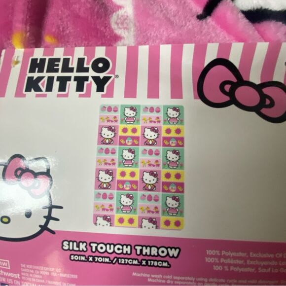 Hello Kitty Blanket - Easter Blanket with Baby Chicks - Pink Spring Blanket - Picture 6 of 10